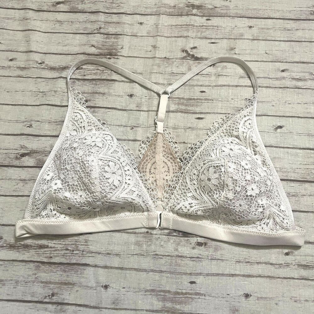 Victorias Secret Body By Victoria Lace Racerback Bralette Wireless White Large L